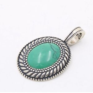 CAROLYN POLLACK * Sterling Silver & Turquoise Oval Stone Pendant